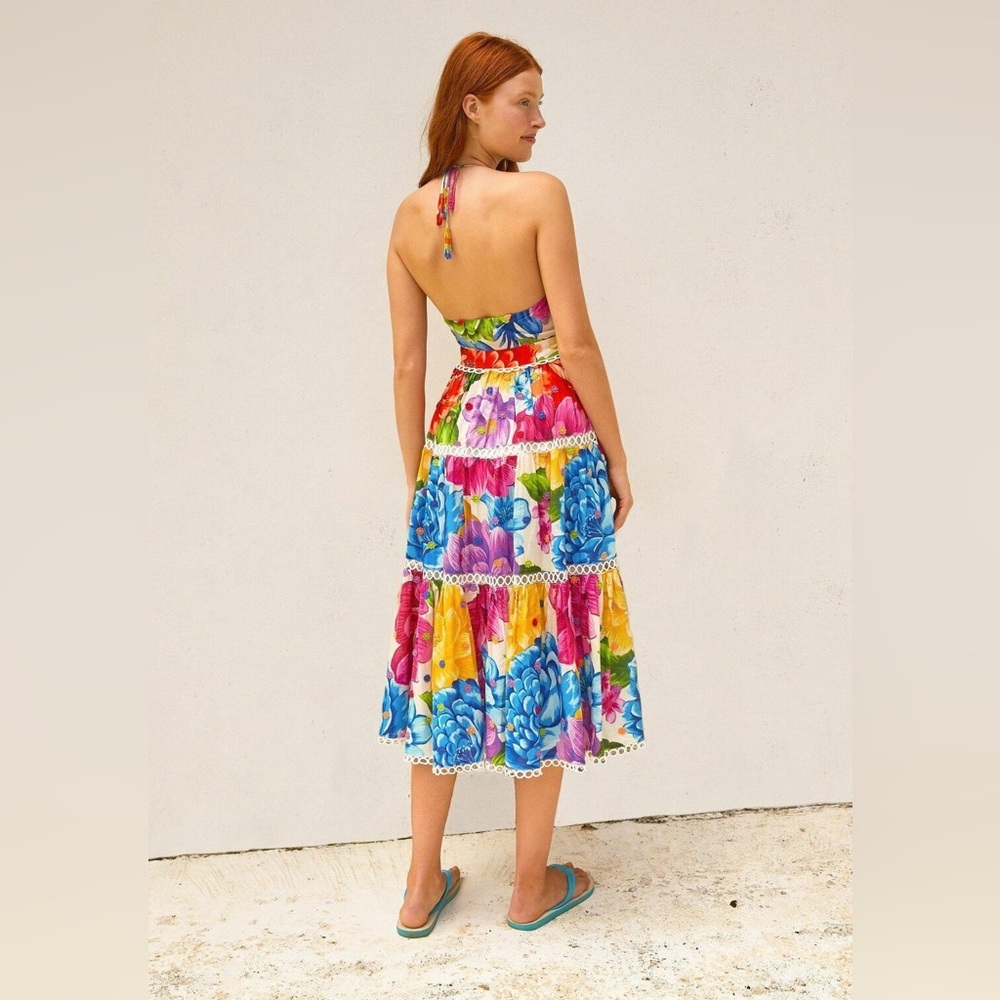 💕SOLD💕NWT Anthropologie Farm Rio Rainbow Chita Flower MIDI Dress - Picture 5 of 16